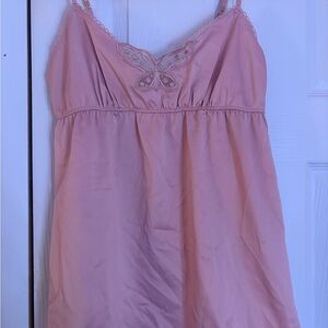 Pink Lace Trim Butterfly Cami